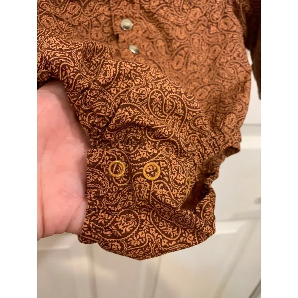 Wrangler Infant Brown Paisley Button Up One Piece 0-3 Months. 3609